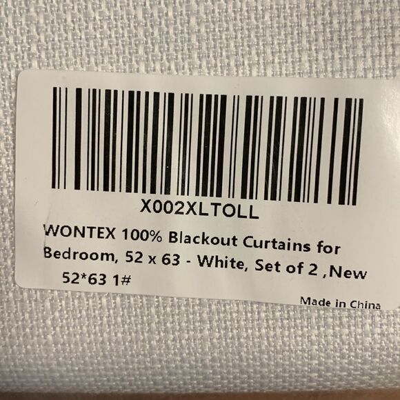 Wontex 100% Blackout curtains for bedroom 52X63 pure white.  Two grommet panels - Picture 2 of 5